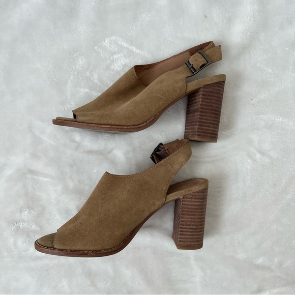 Madewell Cary Block Heel Sandals 8 suede tan comfortable cute buckle fall - Picture 2 of 5